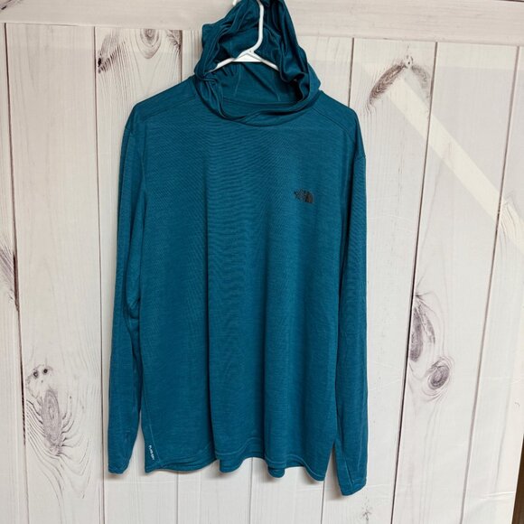 The North Face FlashDry Hooded Shirt XXL Teal Long Sleeve GUC - Picture 1 of 11